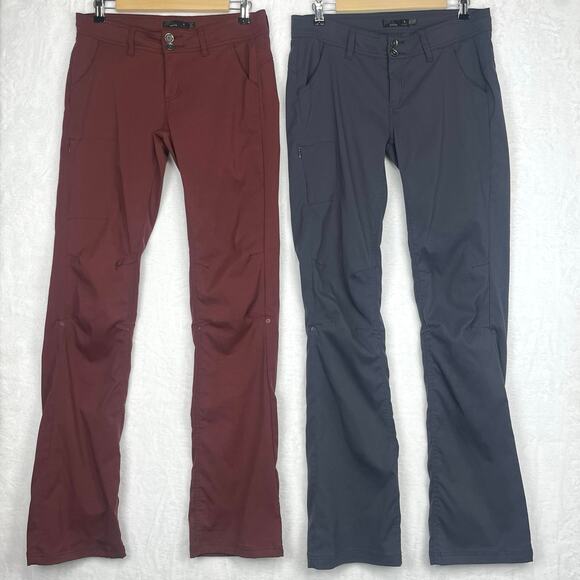 Prana Halle Pant Women’s 6 Tall 2 pairs Gray & Red Convertible Roll Up Hiking - Picture 1 of 16
